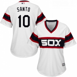 Womens Majestic Chicago White Sox 10 Ron Santo Authentic White 2013 Alternate Home Cool Base MLB Jersey