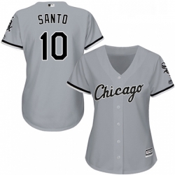 Womens Majestic Chicago White Sox 10 Ron Santo Replica Grey Road Cool Base MLB Jersey