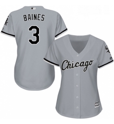 Womens Majestic Chicago White Sox 3 Harold Baines Authentic Grey Road Cool Base MLB Jersey
