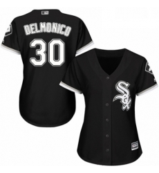 Womens Majestic Chicago White Sox 30 Nicky Delmonico Authentic Black Alternate Home Cool Base MLB Jersey 