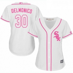 Womens Majestic Chicago White Sox 30 Nicky Delmonico Replica White Fashion Cool Base MLB Jersey 