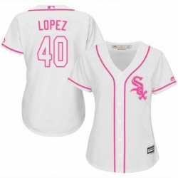Womens Majestic Chicago White Sox 40 Reynaldo Lopez Replica White Fashion Cool Base MLB Jersey 