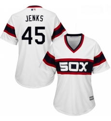 Womens Majestic Chicago White Sox 45 Bobby Jenks Authentic White 2013 Alternate Home Cool Base MLB Jersey
