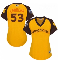 Womens Majestic Chicago White Sox 53 Melky Cabrera Authentic Yellow 2016 All Star American League BP Cool Base MLB Jersey