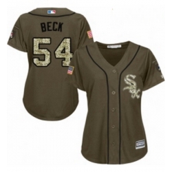 Womens Majestic Chicago White Sox 54 Chris Beck Authentic Green Salute to Service MLB Jersey 