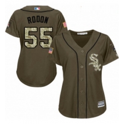 Womens Majestic Chicago White Sox 55 Carlos Rodon Authentic Green Salute to Service MLB Jersey