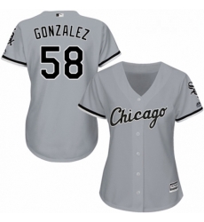 Womens Majestic Chicago White Sox 58 Miguel Gonzalez Authentic Grey Road Cool Base MLB Jersey 