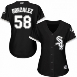 Womens Majestic Chicago White Sox 58 Miguel Gonzalez Replica Black Alternate Home Cool Base MLB Jersey 