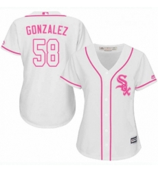 Womens Majestic Chicago White Sox 58 Miguel Gonzalez Replica White Fashion Cool Base MLB Jersey 