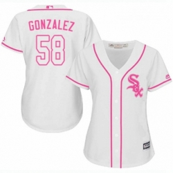Womens Majestic Chicago White Sox 58 Miguel Gonzalez Replica White Fashion Cool Base MLB Jersey 
