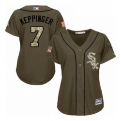 Womens Majestic Chicago White Sox 7 Jeff Keppinger Replica Green Salute to Service MLB Jersey