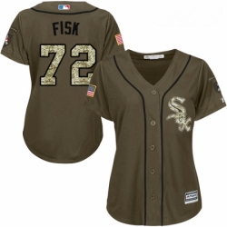 Womens Majestic Chicago White Sox 72 Carlton Fisk Authentic Green Salute to Service MLB Jersey