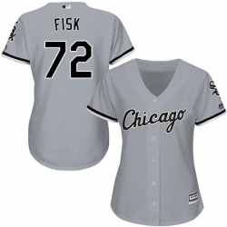 Womens Majestic Chicago White Sox 72 Carlton Fisk Replica Grey Road Cool Base MLB Jersey