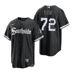 Youth Chicago White Sox Southside Carlton Fisk Black Replica Jersey