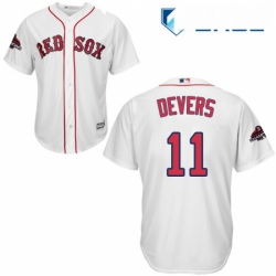 Youth Majestic Boston Red Sox 11 Rafael Devers Authentic White Home Cool Base 2018 World Series Champions MLB Jersey 