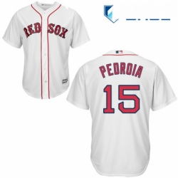Youth Majestic Boston Red Sox 15 Dustin Pedroia Authentic White Home Cool Base MLB Jersey
