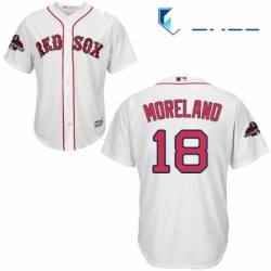 Youth Majestic Boston Red Sox 18 Mitch Moreland Authentic White Home Cool Base 2018 World Series Champions MLB Jersey