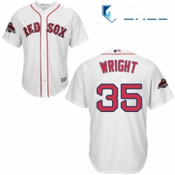 Youth Majestic Boston Red Sox 35 Steven Wright Authentic White Home Cool Base 2018 World Series Champions MLB Jersey