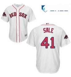 Youth Majestic Boston Red Sox 41 Chris Sale Authentic White Home Cool Base 2018 World Series Champions MLB Jersey