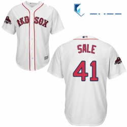 Youth Majestic Boston Red Sox 41 Chris Sale Authentic White Home Cool Base 2018 World Series Champions MLB Jersey