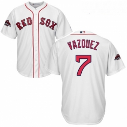 Youth Majestic Boston Red Sox 7 Christian Vazquez Authentic White Home Cool Base 2018 World Series Champions MLB Jersey