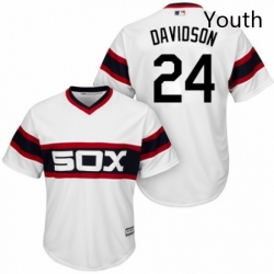 Youth Majestic Chicago White Sox 24 Matt Davidson Authentic White 2013 Alternate Home Cool Base MLB Jersey 