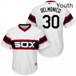 Youth Majestic Chicago White Sox 30 Nicky Delmonico Authentic White 2013 Alternate Home Cool Base MLB Jersey 