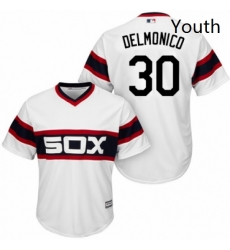 Youth Majestic Chicago White Sox 30 Nicky Delmonico Replica White 2013 Alternate Home Cool Base MLB Jersey 