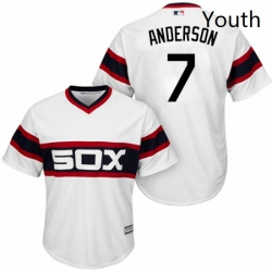 Youth Majestic Chicago White Sox 7 Tim Anderson Authentic White 2013 Alternate Home Cool Base MLB Jersey 
