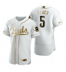 Cincinnati Reds 5 Johnny Bench White Nike Mens Authentic Golden Edition MLB Jersey