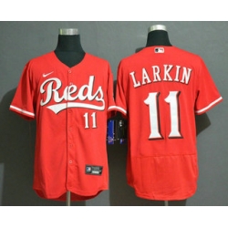 Men Cincinnati Reds 11 Barry Larkin Red Stitched MLB Flex Base Nike Jersey