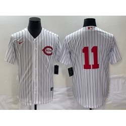 Men Cincinnati Reds 11 Barry Larkin White Field Of Dreams Stitched Baseball Jersey
