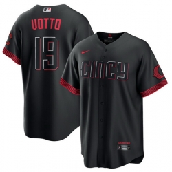 Men Cincinnati Reds 19 Joey Votto 2023 City Connect Cool Base Stitched Baseball Jersey