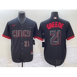 Men Cincinnati Reds 21 Hunter Greene 2023 City Connect Cool Base With Patch Stitched Baseball Jersey