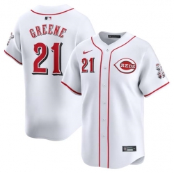 Men Cincinnati Reds 21 Hunter Greene White Home Limited Stitched Baseball Jersey