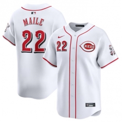 Men Cincinnati Reds 22 Luke Maile White Home Limited Stitched Baseball Jersey