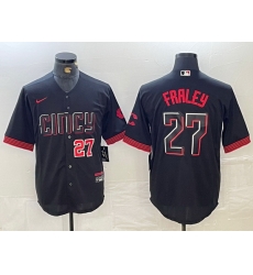 Men Cincinnati Reds 27 Jake Fraley Black 2023 City Connect Cool Base Stitched Baseball Jersey 1