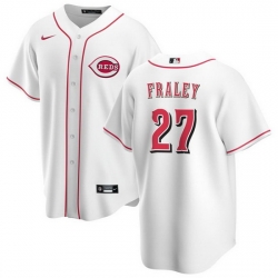 Men Cincinnati Reds 27 Jake Fraley White Cool Base Stitched Baseball Jersey