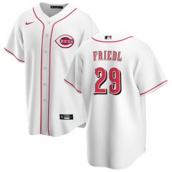 Men Cincinnati Reds 29 TJ Friedl White Cool Base Stitched Baseball Jersey
