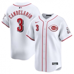 Men Cincinnati Reds 3 Jeimer Candelario White Home Limited Stitched Baseball Jersey