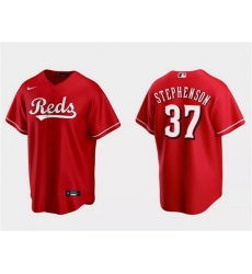 Men Cincinnati Reds 37 Tyler Stephenson Red Cool Base Stitched Baseball Jersey