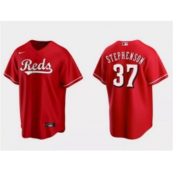 Men Cincinnati Reds 37 Tyler Stephenson Red Cool Base Stitched Baseball Jersey