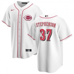 Men Cincinnati Reds 37 Tyler Stephenson White Cool Base Stitched Baseball Jersey