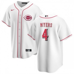 Men Cincinnati Reds 4 Wil Myers White Cool Base Stitched Baseball Jersey