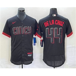 Men Cincinnati Reds 44 Elly De La Cruz Black 2023 City Connect Flex Base Stitched Baseball Jersey