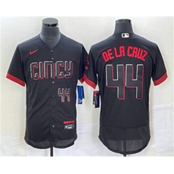 Men Cincinnati Reds 44 Elly De La Cruz Number Black 2023 City Connect Flex Base Stitched Baseball Jersey3