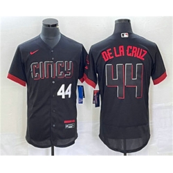 Men Cincinnati Reds 44 Elly De La Cruz Number Black 2023 City Connect Flex Base Stitched Baseball Jersey