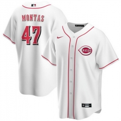 Men Cincinnati Reds 47 Frankie Montas White Cool Base Stitched Baseball Jersey