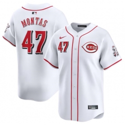 Men Cincinnati Reds 47 Frankie Montas White Home Limited Stitched Baseball Jersey