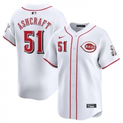 Men Cincinnati Reds 51 Graham Ashcraft White Home Limited Stitched Baseball Jersey